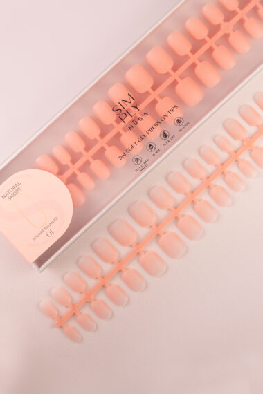 Soft gel press on Tip Natural Short Square Rounded 01
