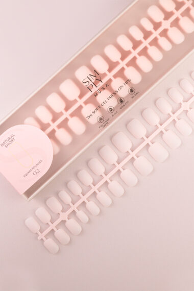 Soft gel press on Tip Natural Short Square Rounded 02